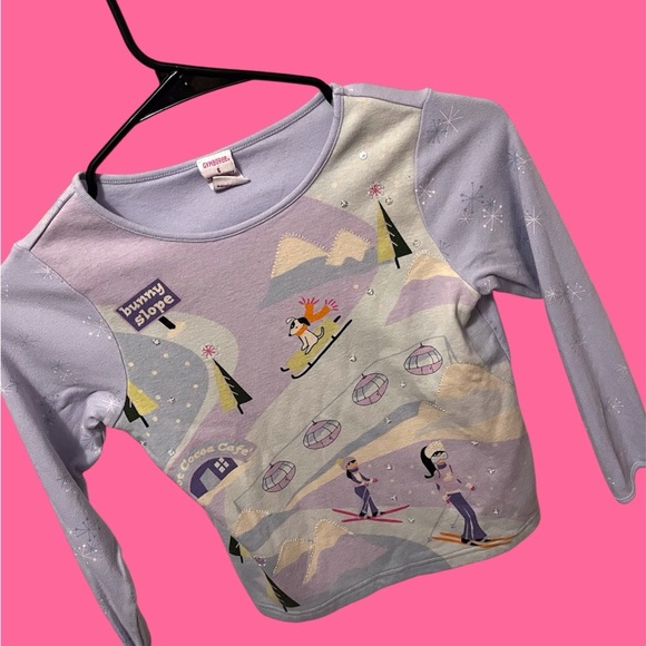 Vintage 90’s Gymboree Lavender Ski Adventure Long Sleeve Tee - Picture 1 of 3